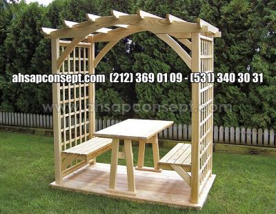 AHŞAP BAHÇE PERGOLA MASA